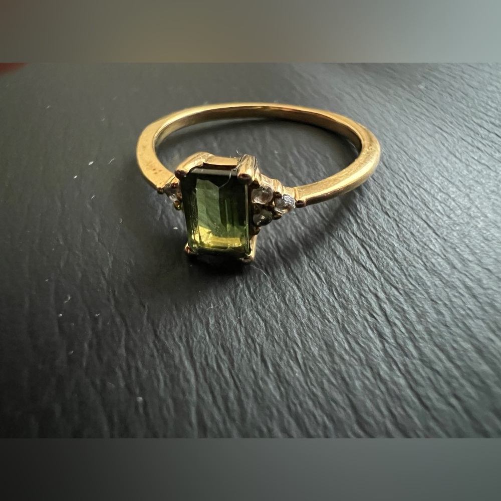 Aurate Vintage Inspired Emerald Cut ring green tourmaline 6 - Picture 5 of 7